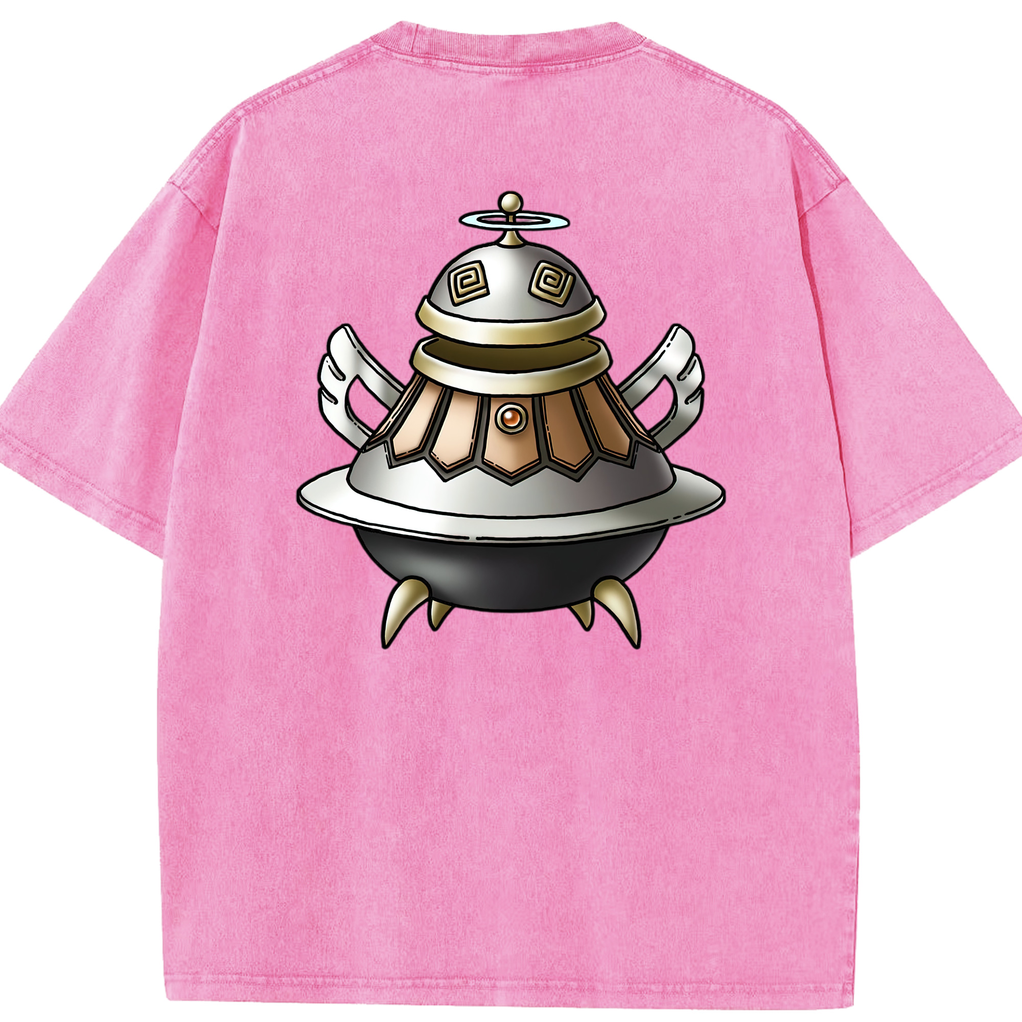 （画像用） ドラゴンクエスト Doragon Kuesuto Dragon Quest 綿100% ヴィンテージ風 半袖Tシャツ（背面プリント）